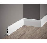Mardom Decor | MD017 | Plinthe avec goulotte de câble | 200 x 6,9 x 1,4 cm | Blanc mat avant apprêté | plus dur que le bois | Résistant aux chocs et aux rayures