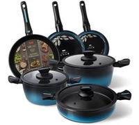 briebe MARE Batterie de cuisine à induction, acier forgé 9 pièces, anti-adhésif, sans PFOA, lot de 3 casseroles et 3 poêles professionnelles, haute résistance, convient pour tous types de feux