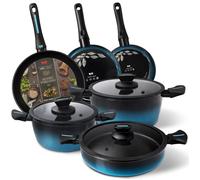 MARE Batterie de Cuisine Induction en Acier Forgé 9 Pièces, Antiadhésive, sans P Briebe Mare Bleu