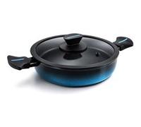 briebe MARE Casserole basse induction, acier forgé 28 cm, antiadhésif, sans PFOA, boîte professionnelle, haute résistance, convient pour tous types de feux, couvercle en verre, fabriquée en Espagne