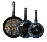 MARE Set 3 Poêles Induction en Acier Forgé 20-24-28 cm, Antiadhésif sans PFOA