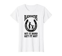 Maréchal-ferrant Forgeron Chevaux Fer à Cheval Ferronnier T-Shirt Graphique avec Valeur, Femme, Blanc, M