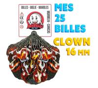 MaRécréation - 25 Billes Clown - Billes en Verre de 16 mm