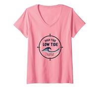 Marée Haute, marée Basse, Je resterai à Vos côtés T-Shirt avec Col en V, Femme, Rose, XL