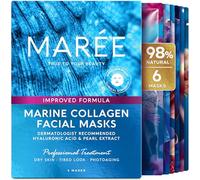 MAREE Lot de 6 masques faciaux au collagène avec acide hyaluronique - Masques hydratants pour la peau - Mascarillas pour femme - Multicolore