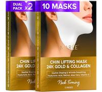 MAREE V Line Lot de 2 masques de levage avec or 24 carats - Masque facial au collagène profond pour femme - Masque sculptant la mâchoire avec rétinol et acide hyaluronique - Raffermissement du cou et