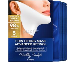 MAREE V Line Masque de levage avec mentonnière - Masque de levage avancé au rétinol et bande de levage du cou - Réducteur de double menton et façonneur de la mâchoire - Masques faciaux au collagène au
