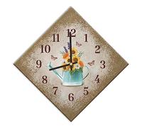 Mareli Horloge Murale, Largeur 42 x 42 cm et côté 30 cm, Cadran en Bois recouvert de Papier laminé Mat imprimé, pour Salon, Cuisine, Bureau, mécanisme Silencieux, Beige
