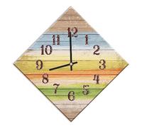 Mareli Horloge Murale, Largeur 42 x 42 cm et côté 30 cm, Cadran en Bois recouvert de Papier laminé Mat imprimé, pour Salon, Cuisine, Bureau, mécanisme Silencieux, Beige
