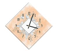Mareli Horloge Murale, Largeur 42 x 42 cm et côté 30 cm, Cadran en Bois recouvert de Papier laminé Mat imprimé, pour Salon, Cuisine, Bureau, mécanisme Silencieux, Beige