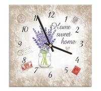 Mareli Horloge Murale, Largeur 42 x 42 cm et côté 30 cm, Cadran en Bois recouvert de Papier laminé Mat imprimé, pour Salon, Cuisine, Bureau, mécanisme Silencieux, Beige