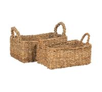 MARELI - Lot de 2 paniers rectangulaires en jonc de mer avec poignées