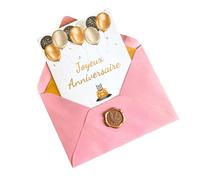marelle CREATIVE MINDS Carte Joyeux Anniversaire - Design Élégant et Raffiné - Carte de Vœux d’Anniversaire pour Homme et Femme avec Cachet Cire et Enveloppe (Pink)