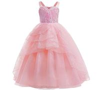 Marendyee Glinda - Costume de sorcière d'Halloween pour filles - Costume de déguisement Glinda pour enfants - Costume de fête d'anniversaire pour enfants - Tenue de jeu de rôle - 7 à 8 ans