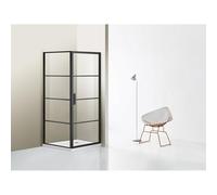 Marenza Bellini Cabine de douche - 100x100cm - verre de sécurité - lignes de cadre extérieur - anti-calcaire - noir mat sw491680/sw491683