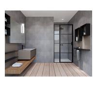 Marenza Bellini Porte de douche - 100x200cm - panneau fixe - lignes de cadre côté extérieur - anti-calcaire - noir mat SAG6221-100B