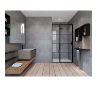 Marenza Bellini Porte de douche - 110x200cm - panneau fixe - lignes de cadre côté extérieur - anti-calcaire - noir mat SAG6221-110B