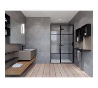 Marenza Bellini Porte de douche - 120x200cm - panneau fixe - cadre lines extérieur - anti-calcaire - noir mat SAG6221-120B