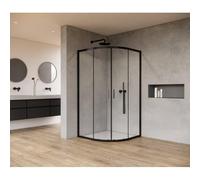 Marenza Casus Cabine de douche - 80x80x200cm - quart de cercle - verre clair - profilé - noir mat SAO2142-MB80x80