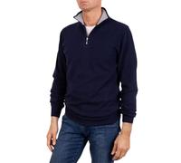 Marenza Lupetto Zip Homme Mixte Cachemire Soie Made in Italy, bleu, Medium