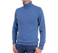 Marenza Pull Col Haut Homme Mélange Cachemire Fabriqué en Italie, Pull Ras-du-cou Manches Longues Cachemire Double Fil, Automne-Hiver, Pull Noir, Beige, Blanc, Gris, Polo Hiver pour Garçon, denim, XL