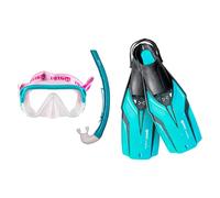 Mares Aquazone Set Nateeva Keewee Jr - Set composé de Masque, Tuba et Palmes de plongée, randonnée Aquatique pour Enfants et Adolescents - Turquoise, XS