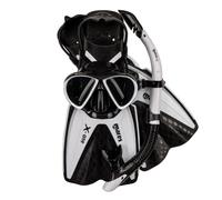 Mares Kit snorkeling X-One Marea, masque silicone, palmes réglables, tuba semi-sec, Blanc/Noir L-XL