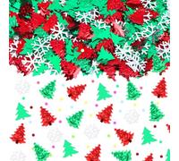 MARFOREVER Confettis pour sapin de Noël Flocon de neige Paillettes | Paillettes métallisées, confettis de table rouge, vert, argent, pour le réveillon du Nouvel An, un mariage, un Père Noël