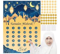 MARFOREVER Décorations du Ramadan, calendrier compte à rebours du Ramadan 2024 avec 30 autocollants étoiles et 30 étoiles réutilisables, activités du Ramadan, cadeaux pour enfants