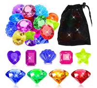 MARFOREVER Lot de 16 jouets de piscine colorés pour plongée, pierres précieuses en acrylique pour plongée, trésor de pirate, pour l'entraînement à la natation, l'été, la piscine, la plage
