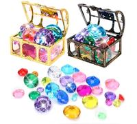 MARFOREVER Lot de 26 bijoux de plongée pour enfants - 24 bijoux de plongée avec 2 pierres précieuses - Boîte au trésor sous-marine - Bijou de plongée - Jouet de piscine - Pierres précieuses