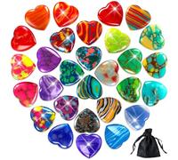 MARFOREVER Lot de 34 pierres porte-bonheur en forme de cœur - Cristaux naturels - Pierres colorées - Porte-bonheur - Décoration du Nouvel An 2026 - Cadeaux de Saint-Valentin - Cadeaux de Noël