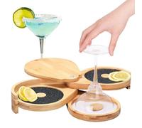 Margarita Ensemble de 3 verres à sel pour margarita et cocktail, boîte à cocktail en bois de bambou avec bord salé, margarita sucre, éponges Mitzweiss, sucre pour bar et fête à la maison