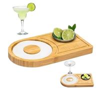 Margarita Salt Rimmer Set, 9,5x5,5 Pouces de Cocktail en Bambou Rimmer avec Plateau d'assaisonnement, Margarita Sugar Rimmer pour Cocktails