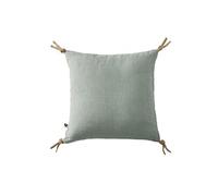 MARGAUX - Coussin Déhoussable 45x45cm avec Pompons Lin Lavé Coloris Eucalyptus - Altobuy Lin