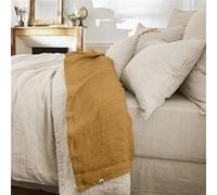 MARGAUX - Drap Plat 240x300cm Lin Lavé Coloris Caramel - Altobuy Marron G