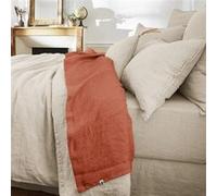 MARGAUX - Drap Plat 240x300cm Lin Lavé Coloris Paprika - Altobuy Orange G