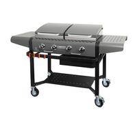 Plancha Brasero Plancha à gaz Margaux Gun Metal sur chariot équipé - - 4 Feux à gaz - Plancha et Grill - 15 kW
