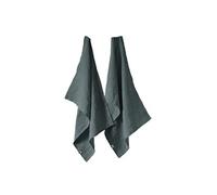 MARGAUX - Lot de 2 Torchons Essuie-vaisselle 50x70cm Lin Lavé Ardoise -