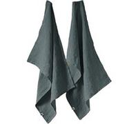 MARGAUX - Lot de 2 Torchons Essuie-vaisselle 50x70cm Lin Lavé Ardoise -