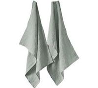 MARGAUX - Lot de 2 Torchons Essuie-vaisselle 50x70cm Lin Lavé Eucalyptus - Altobuy Vert G