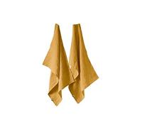 Lot de 2 Torchons Essuie-vaisselle 50x70cm Lin Lavé Miel - MARGAUX - ALTOBUY Jaune G