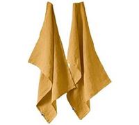 MARGAUX - Lot de 2 Torchons Essuie-vaisselle 50x70cm Lin Lavé Miel - Altobuy Jaune G