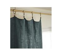 MARGAUX - Rideau Ajustable 140x270cm Lin Lavé Ardoise + 8 Anneaux Pince -