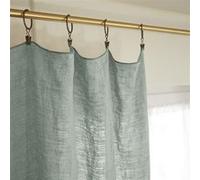 MARGAUX - Rideau Ajustable 140x270cm Lin Lavé Eucalyptus + 8 Anneaux Pince - Altobuy