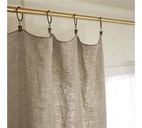 Margaux - Rideau Ajustable 140x270cm Lin Lavé Sable + 8 Anneaux Pince