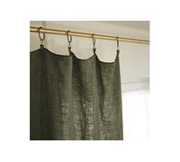 MARGAUX - Rideau Ajustable 140x270cm Lin Lavé Thym + 8 Anneaux Pince - Altobuy