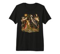 Marginalia médiévale de Grenouille et de héron T-Shirt Haut de Gamme
