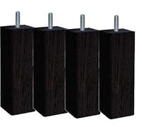 MARGOT 3700527824086 Douceur Scandinave Carré Lot de 4 Pieds de lit Bois Wengé Hauteur 15 cm