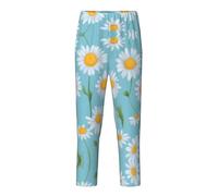 Marguerite blanche sur fond bleu clair imprimé élégant pantalon de pyjama doux confortable pour femmes hommes pantalon amusant famille assorti décontracté léger, noir, S